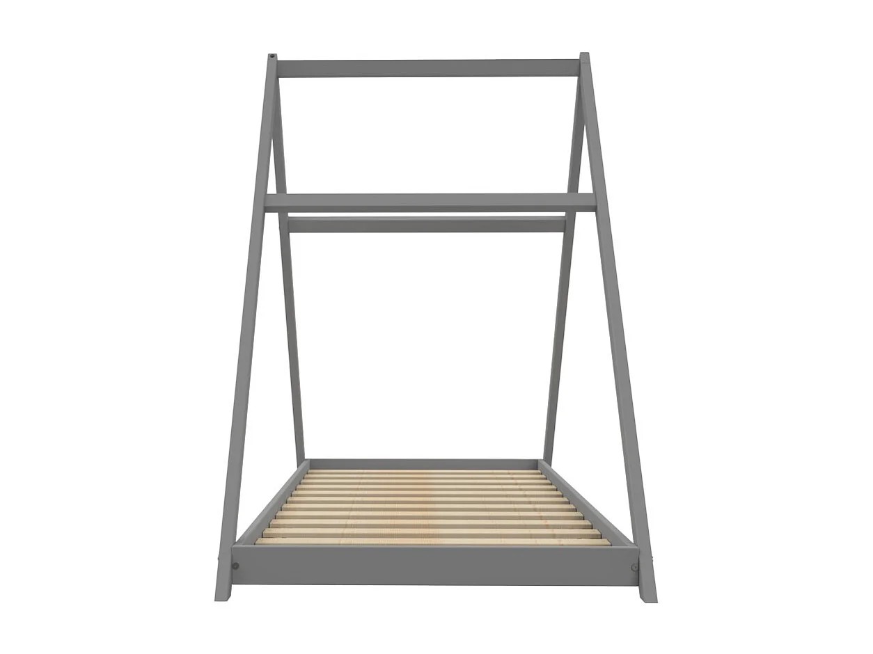 Lit cabane APACHE 90x190 + 1 sommier / Gris