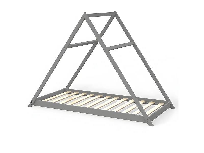 Lit cabane APACHE 90x190 + 1 sommier / Gris