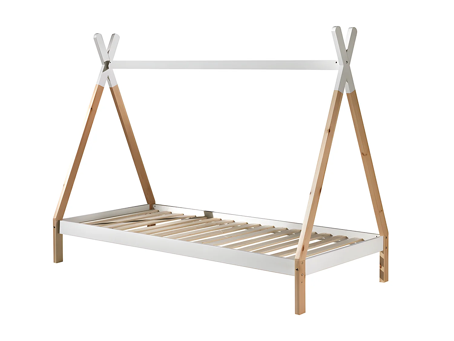 Pack - Lit Enfant, Tiroir & Voile "Tipi" 90x200cm Blanc