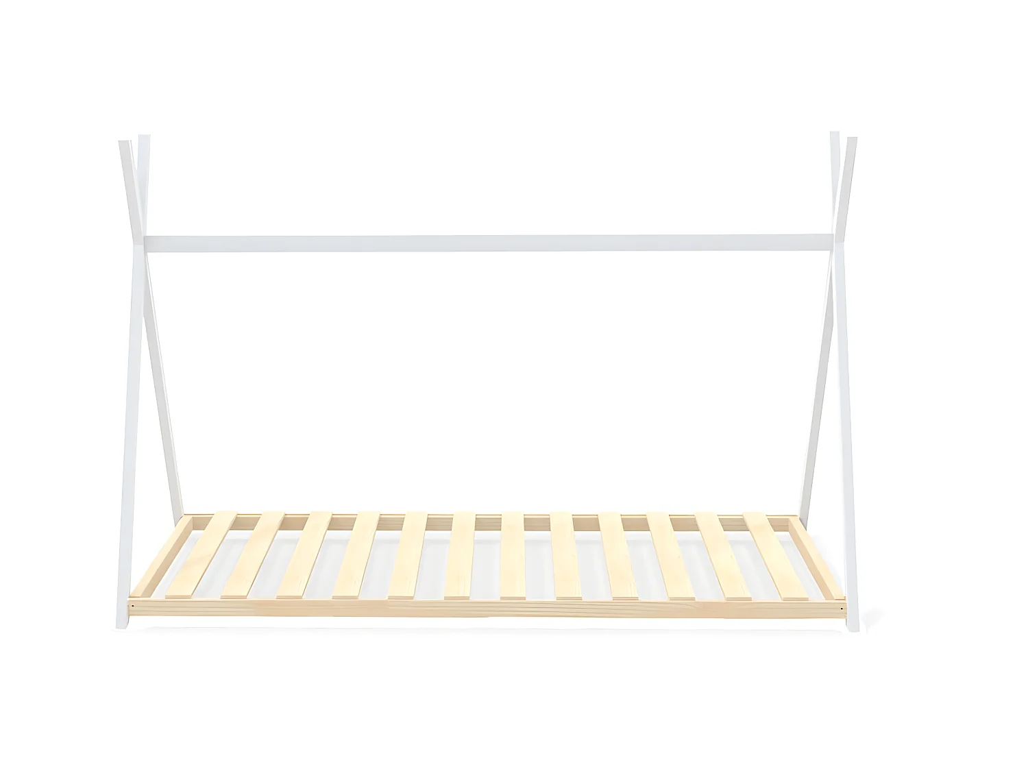 Lit cabane tipi SIOUX 90x190 + 1 sommier / Blanc