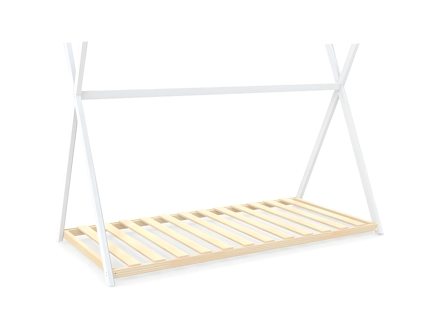 Lit cabane tipi SIOUX 90x190 + 1 sommier / Blanc