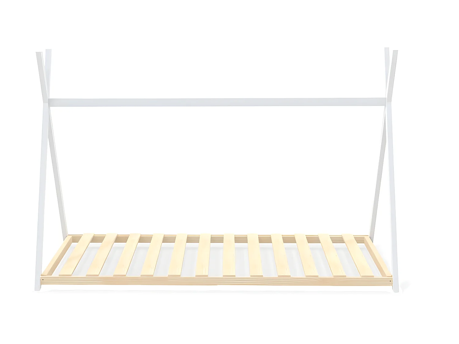 Lit cabane tipi SIOUX 90x190 + 1 sommier / Blanc