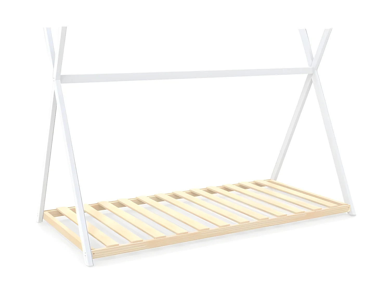 Lit cabane tipi SIOUX 90x190 + 1 sommier / Blanc