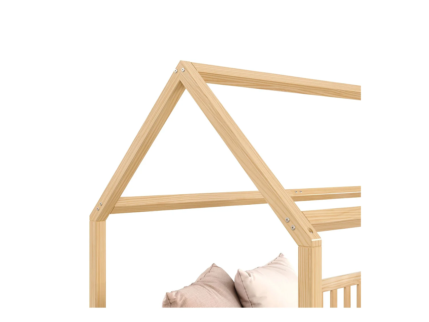Lit cabane NINA lit enfant simple montessori en bois 90 x 200 cm, en pin massif finition naturelle