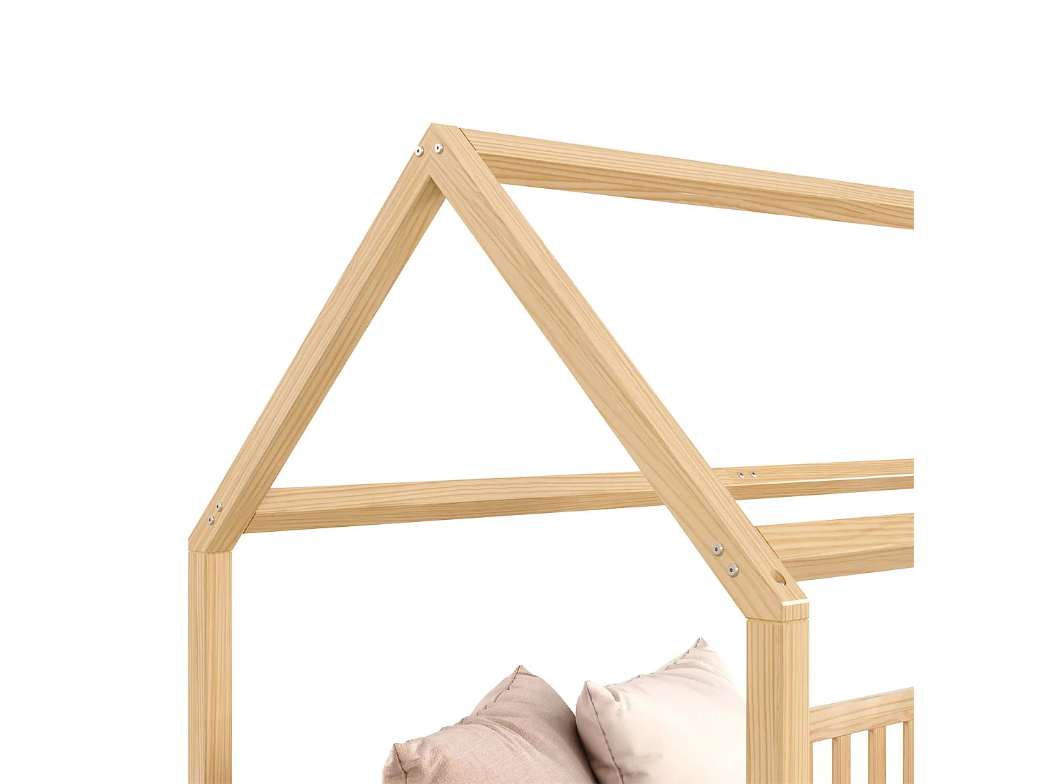 Lit cabane NINA lit enfant simple montessori en bois 90 x 200 cm, en pin massif finition naturelle