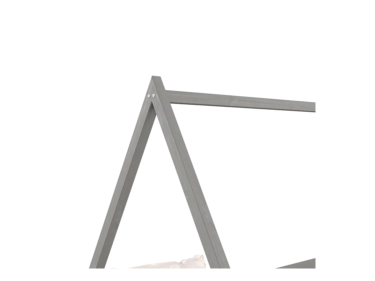 Lit cabane SILA 90x200 cm, lit simple enfant 1 place type Montessori, en pin massif gris