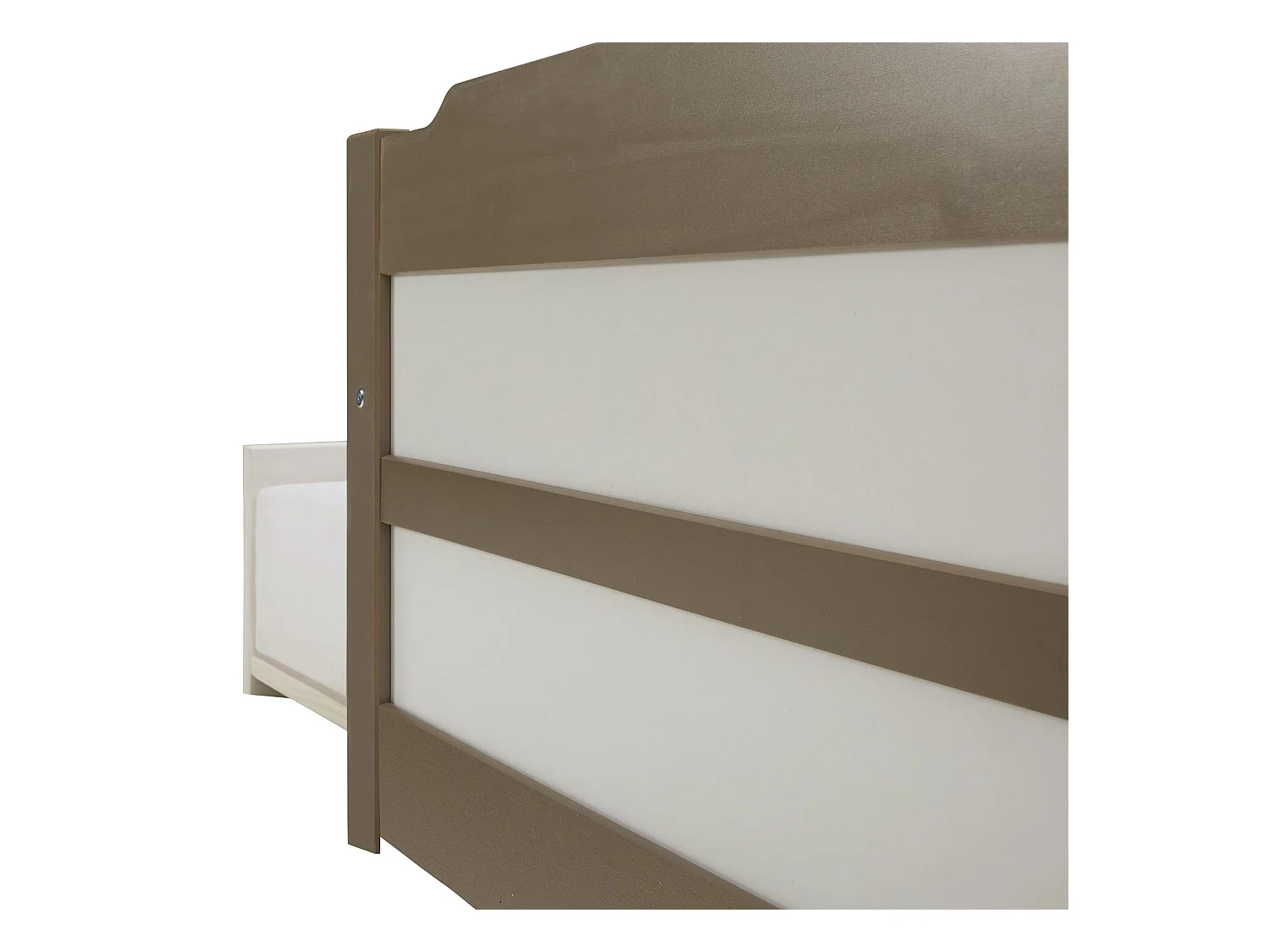 Lit gigogne LORENA 1 personne tiroir lit fonctionnel 90 x 190 cm pin massif lasuré taupe et blanc