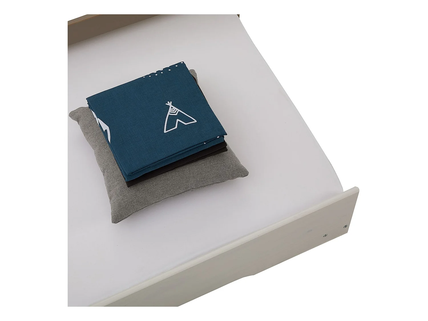 Lit gigogne LORENA 1 personne tiroir lit fonctionnel 90 x 190 cm pin massif lasuré taupe et blanc