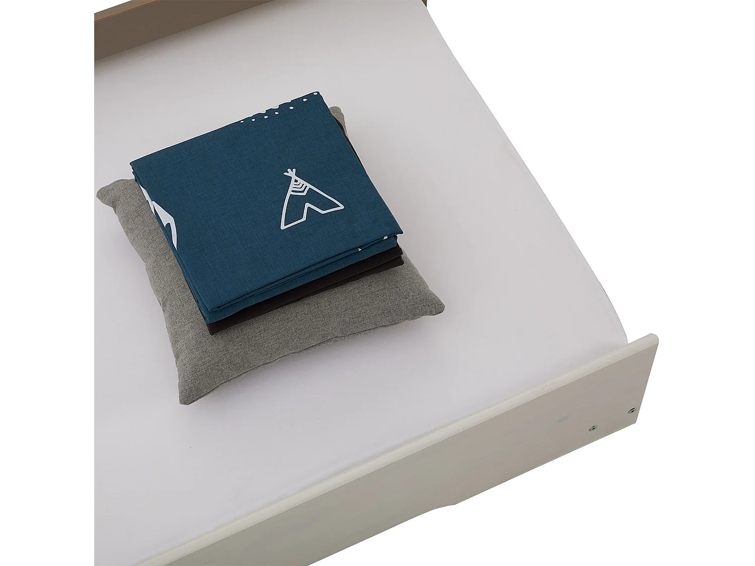 Lit gigogne LORENA 1 personne tiroir lit fonctionnel 90 x 190 cm pin massif lasuré taupe et blanc