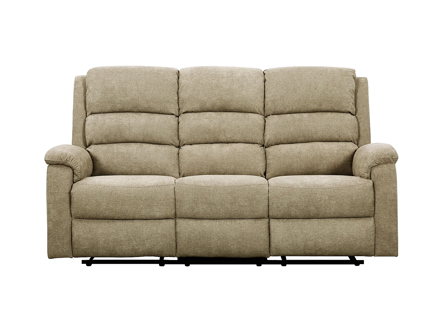 Canapés 3 places et 2 places relax électrique en tissu taupe avec tablette NEVERS