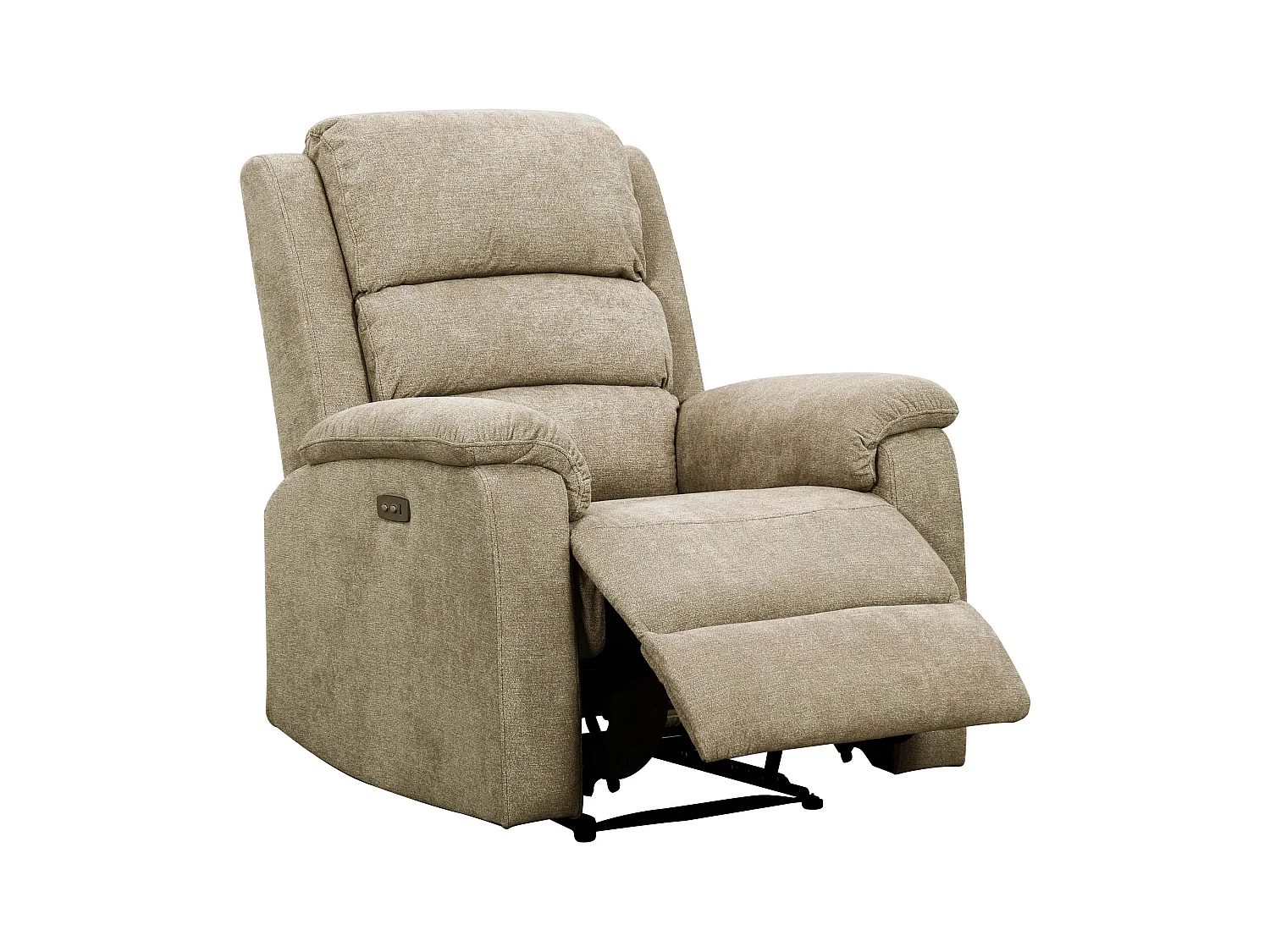 Canapé 3 places et fauteuil relax électrique en tissu taupe NEVERS