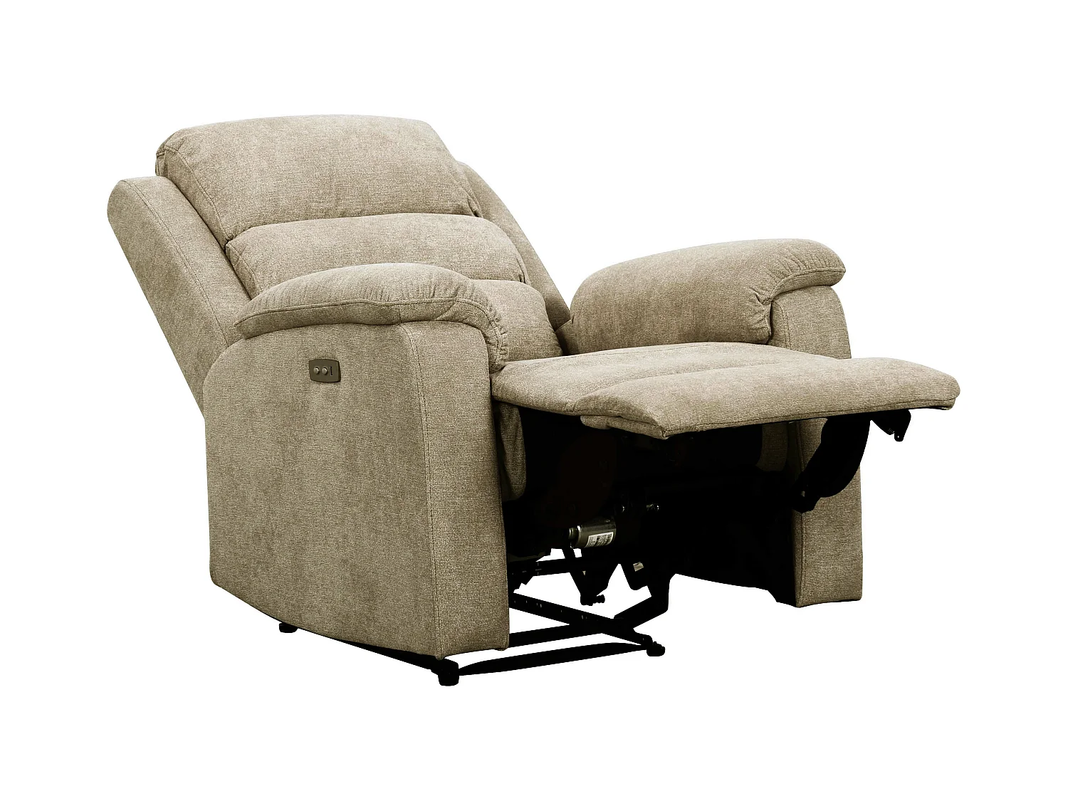 Canapé 3 places et fauteuil relax électrique en tissu taupe NEVERS