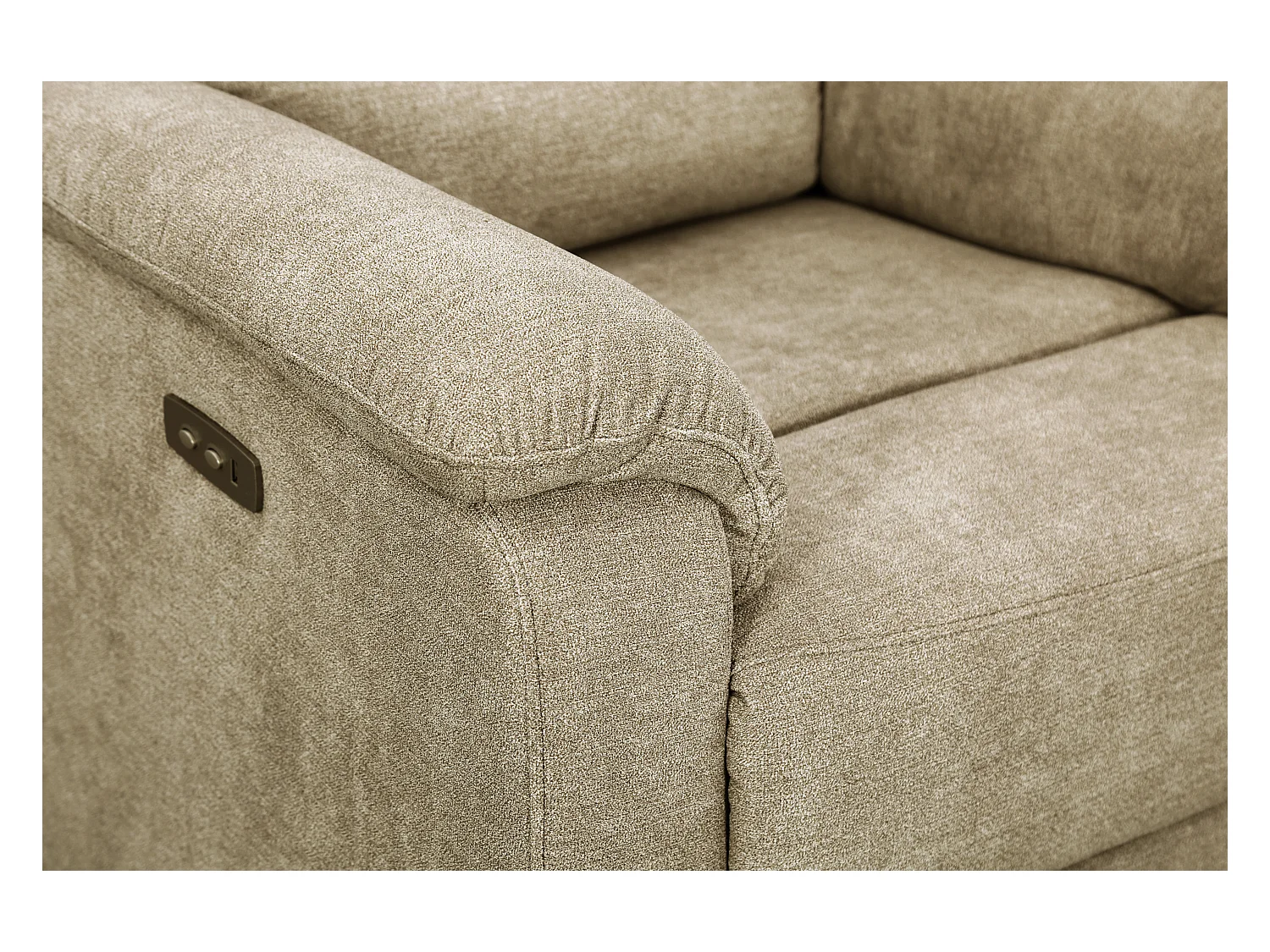 Canapé 3 places et fauteuil relax électrique en tissu taupe NEVERS