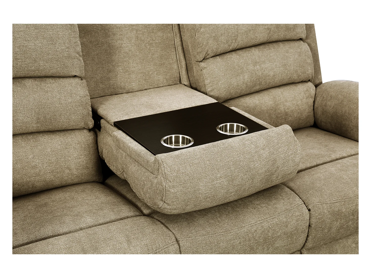 Canapé 3 places et fauteuil relax électrique en tissu taupe NEVERS