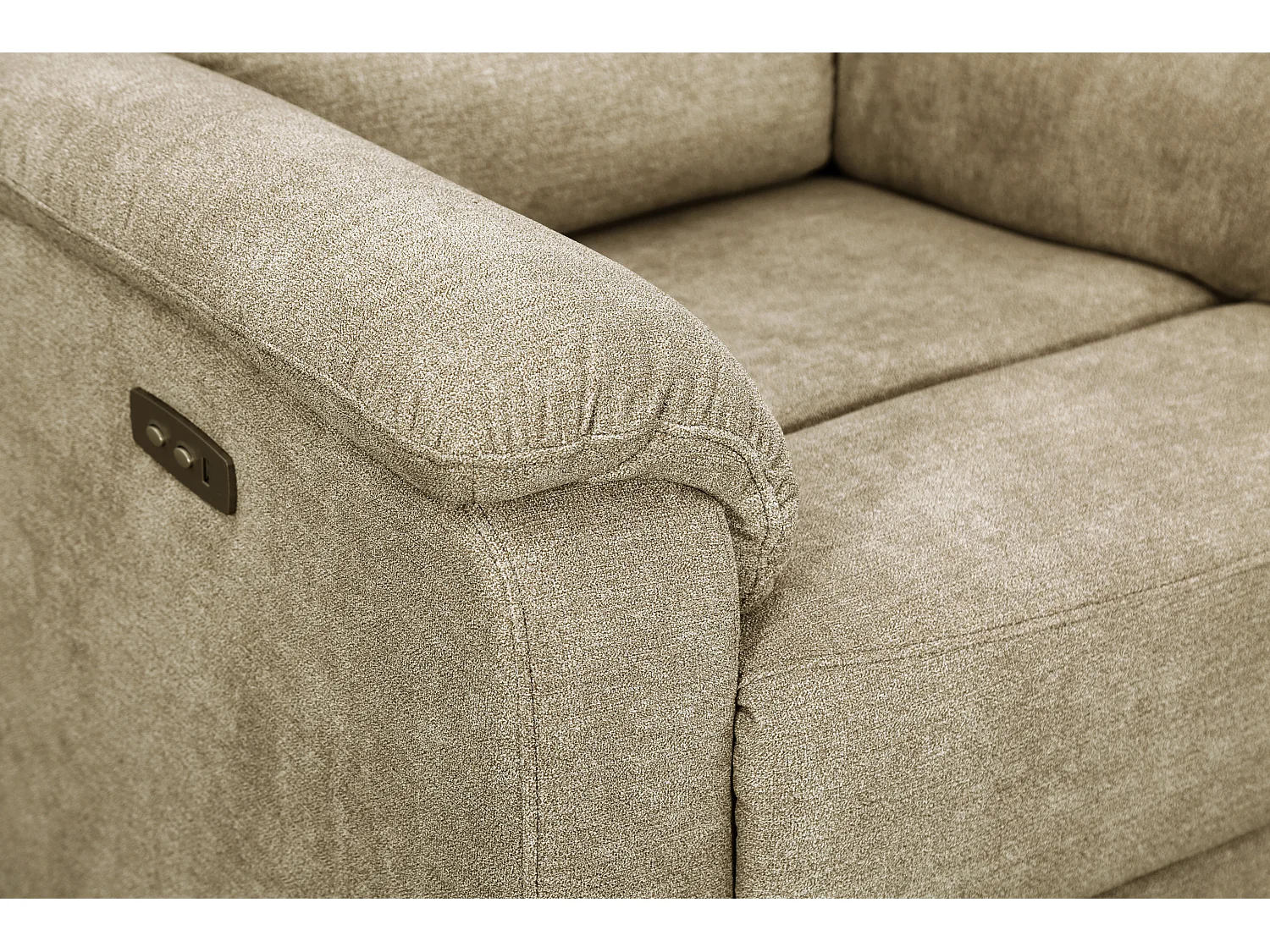 Canapé 3 places et fauteuil relax électrique en tissu taupe NEVERS