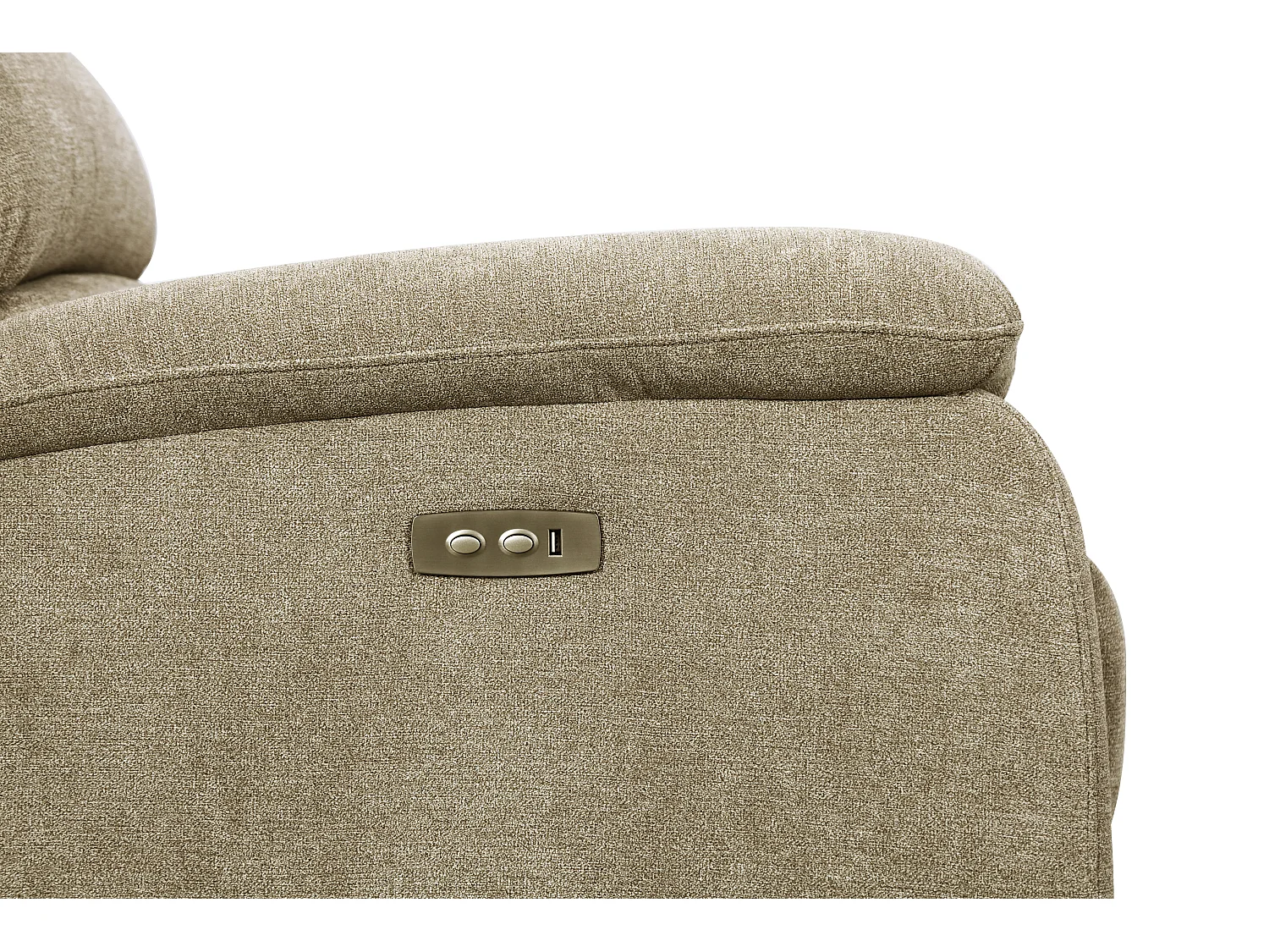 Canapé 3 places et fauteuil relax électrique en tissu taupe NEVERS