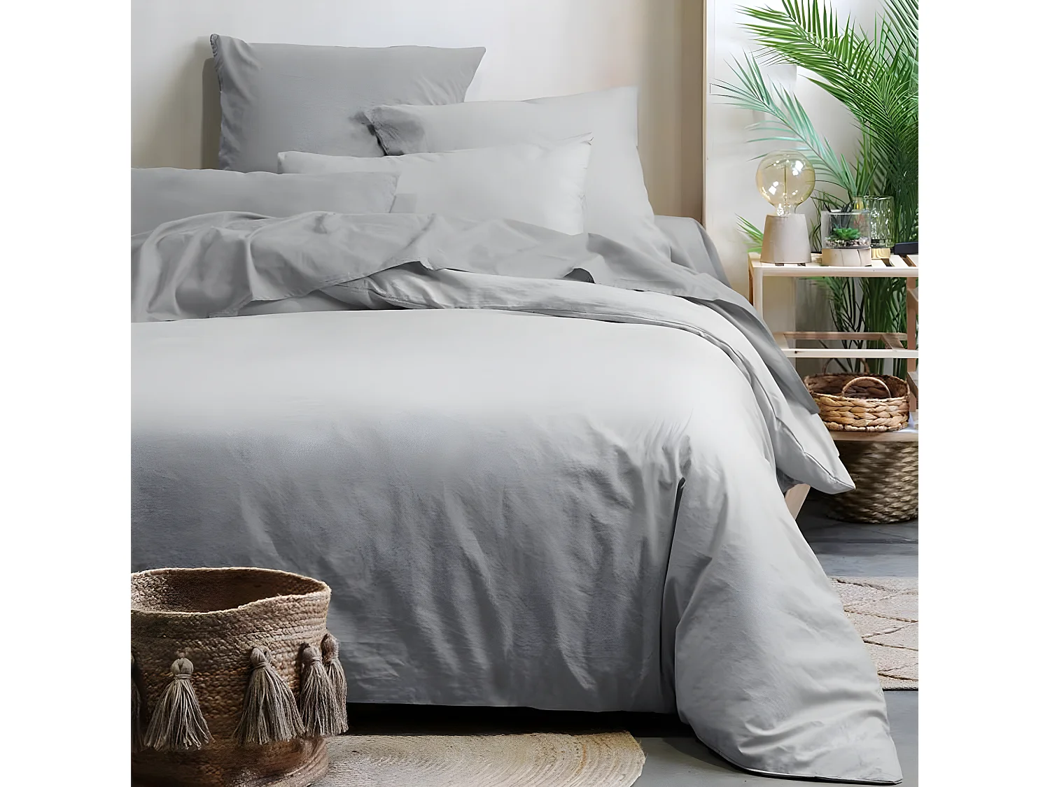 Sábana bajera lisa en algodón bio 140 x 190 cm