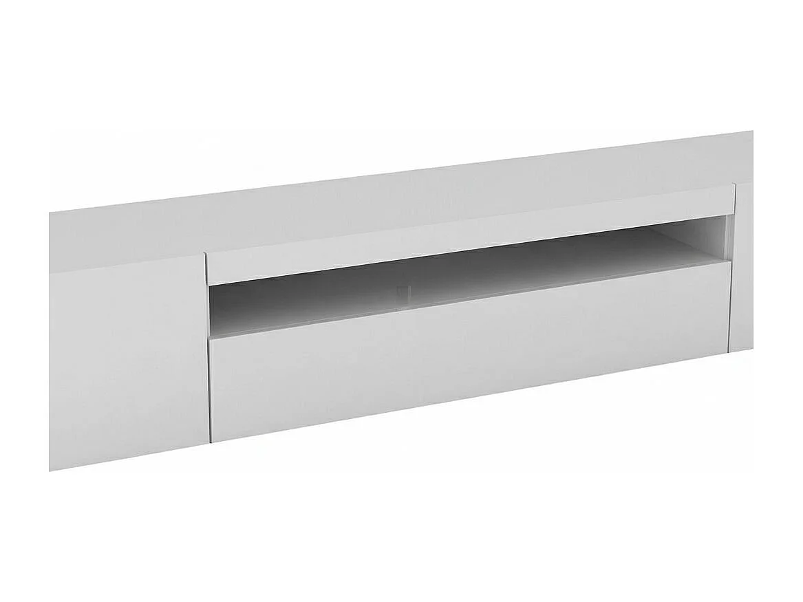 Mueble de televisión Dafrim, Aparador bajo para salón con 3 puertas, base soporte TV, 100% Made in Italy, cm 200x40h37, Blanco brillo