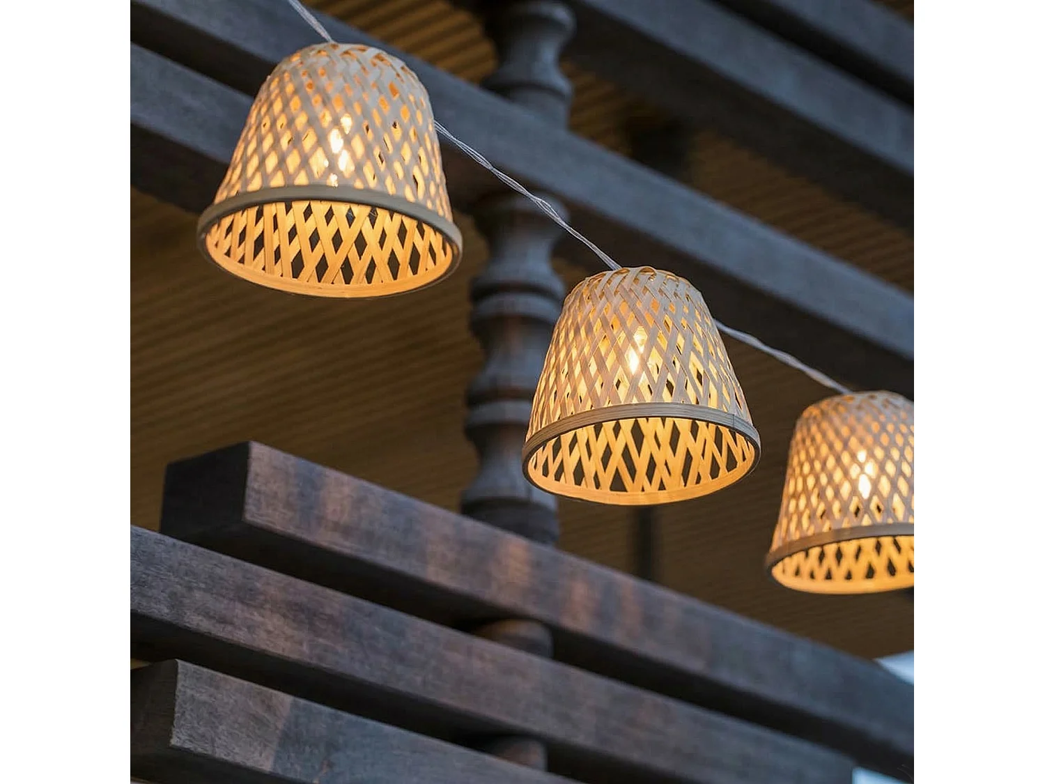 Guirlande solaire bambou CHILL HYBRID 10 ampoules 3.8M