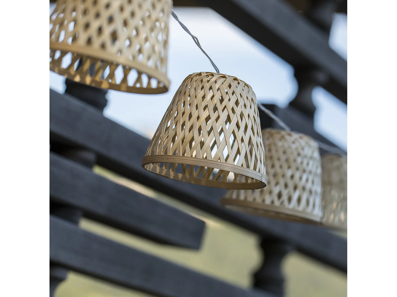 Guirlande solaire bambou CHILL HYBRID 10 ampoules 3.8M
