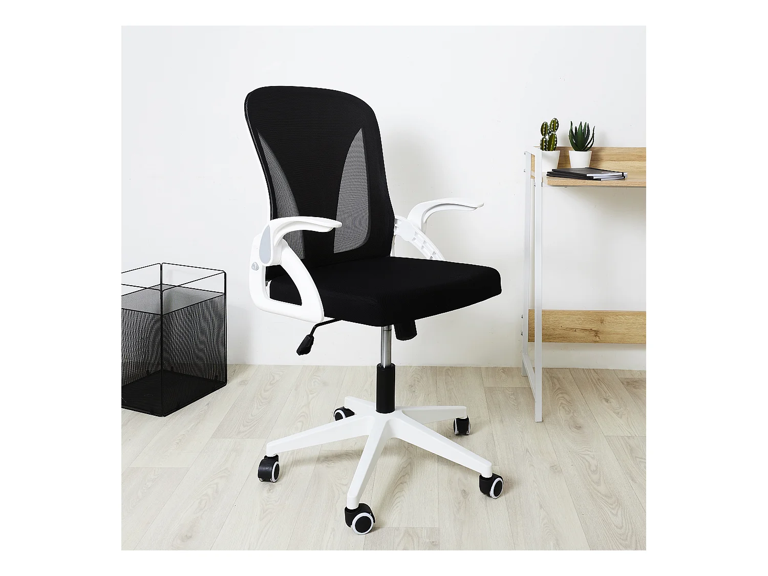 Fauteuil De Bureau Rabattable Blanc, Noir