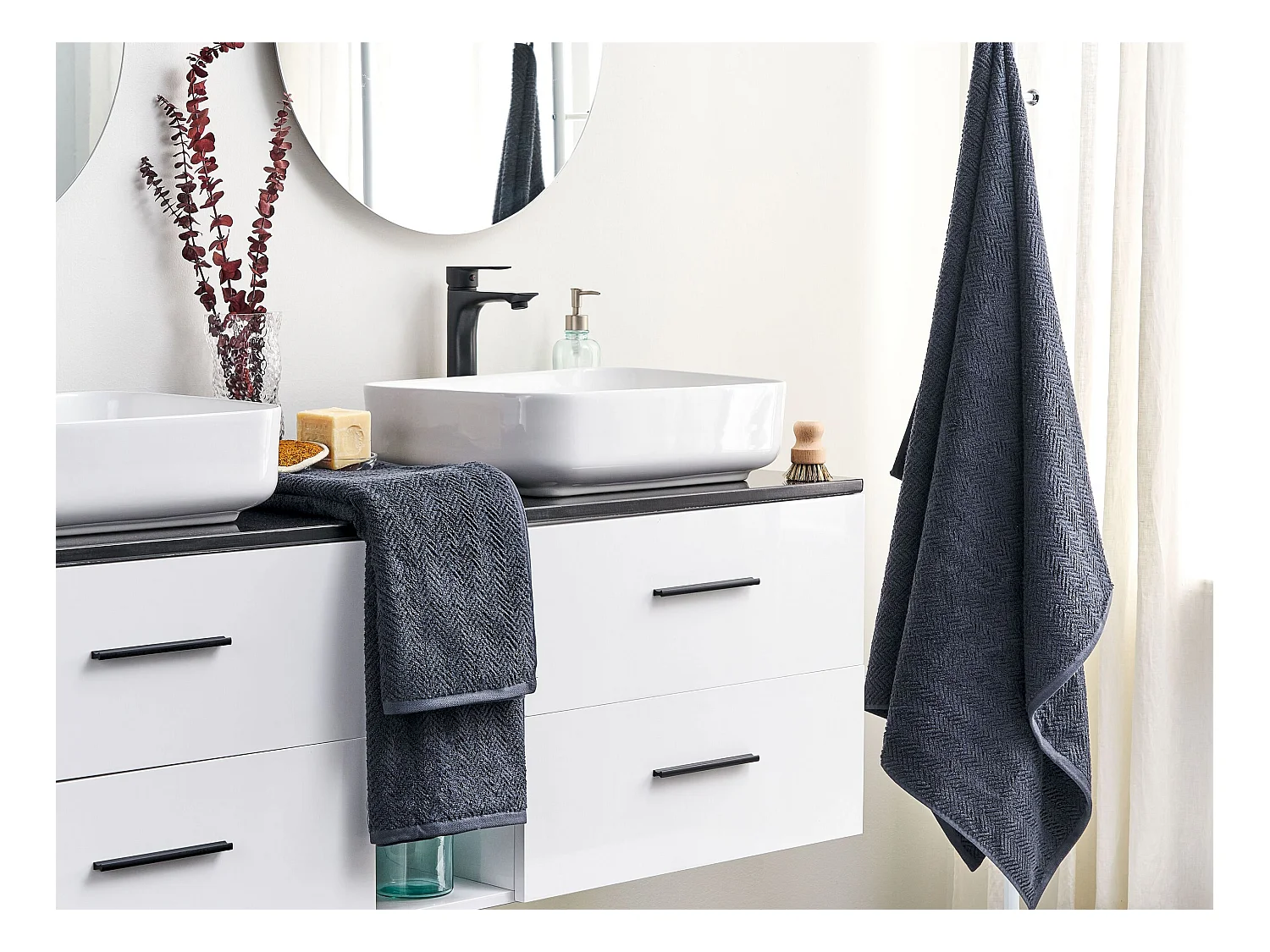 Luxus Handtuch 2er Set Frottee Baumwolle blau Strandtuch 100 x 150 cm Mitiaro