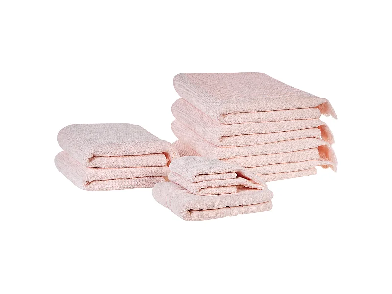 Komplet 9 ręczników ATIU Bawełna frotte Pastelowy róż