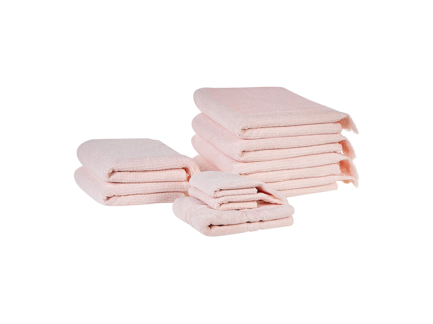 Lot de 9 serviettes ATIU Tissu éponge Rose pastel