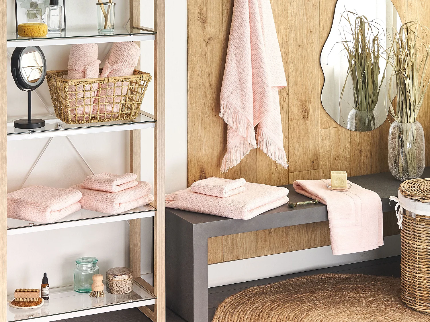 Handtücher 9er Set ATIU Baumwollfrottee Pastellrosa