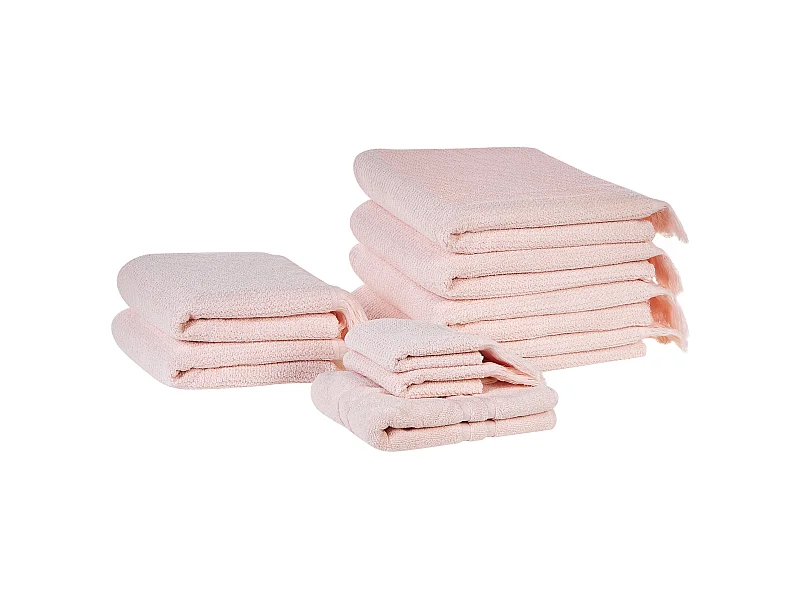 9-delige handdoekset ATIU Badstof Pastelroze
