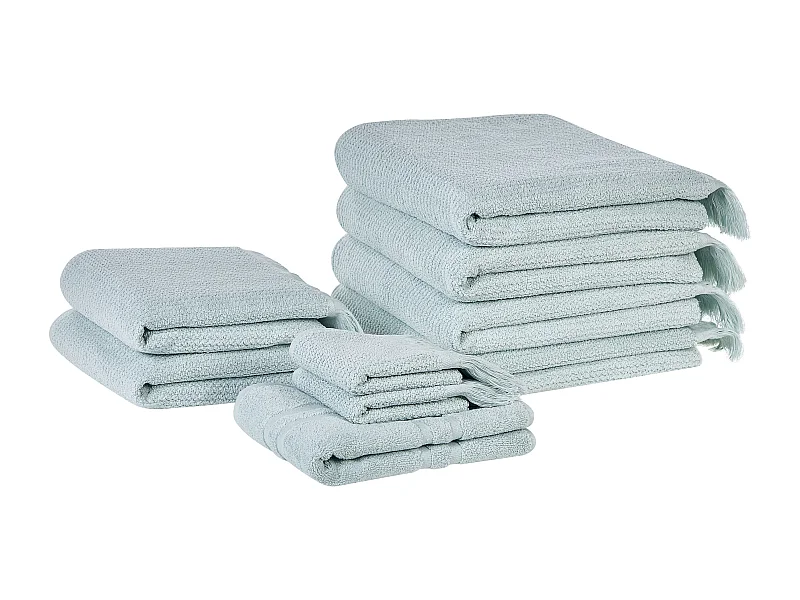 Lot de 9 serviettes ATIU Tissu éponge Vert menthe