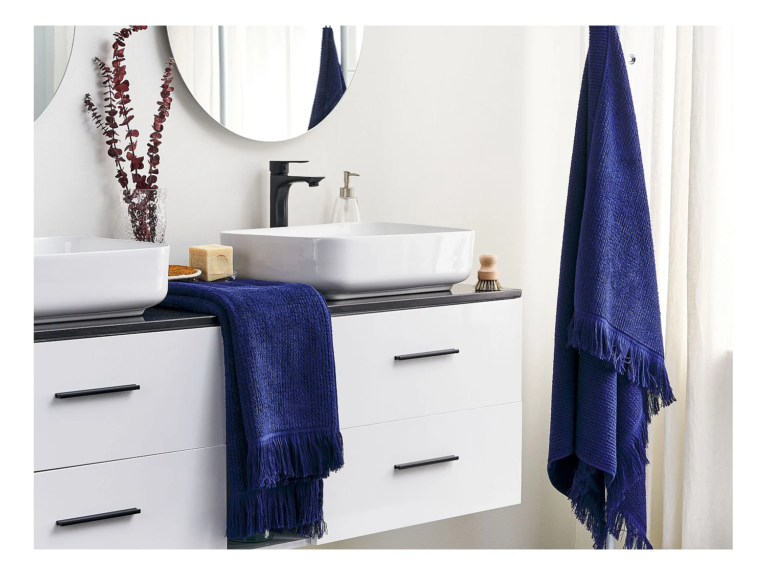 Conjunto de 2 toallas ATIU Felpa de algodón Azul marino