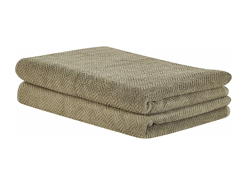 Lot de 2 serviettes MITIARO Tissu éponge Vert olive