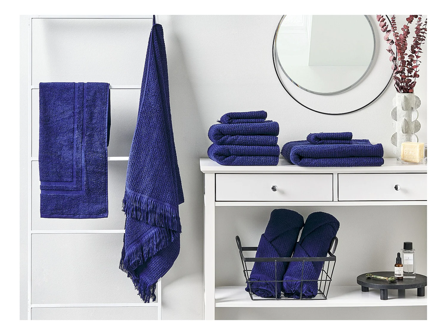 Jogo de 9 toalhas ATIU Felpa de algodão Azul marinho