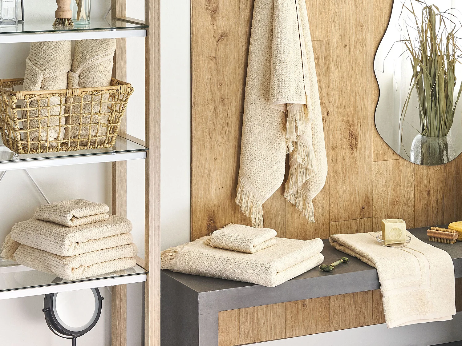 Set di 9 asciugamani ATIU Tessuto a spugna Beige