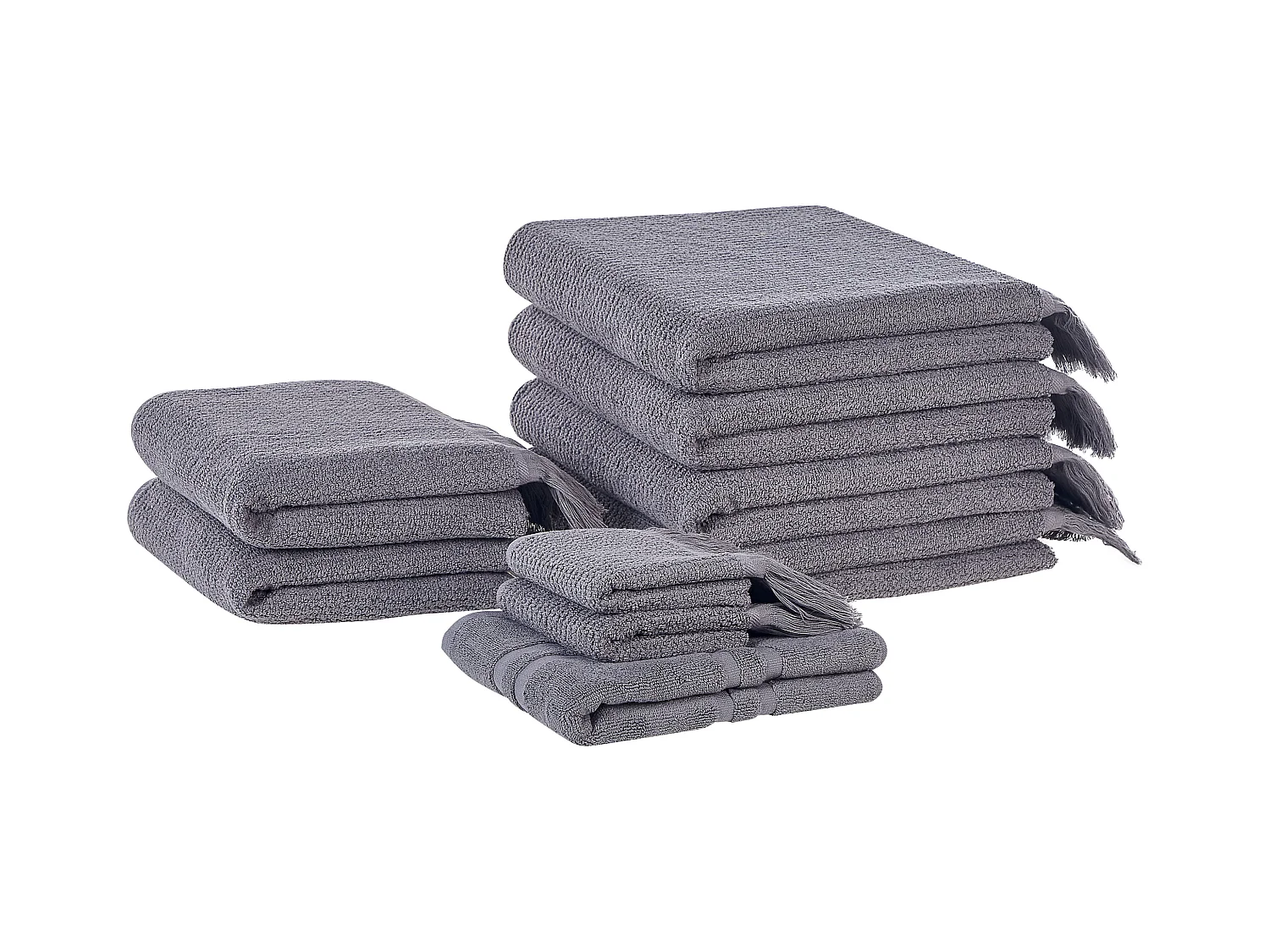 Lot de 9 serviettes ATIU Tissu éponge Gris