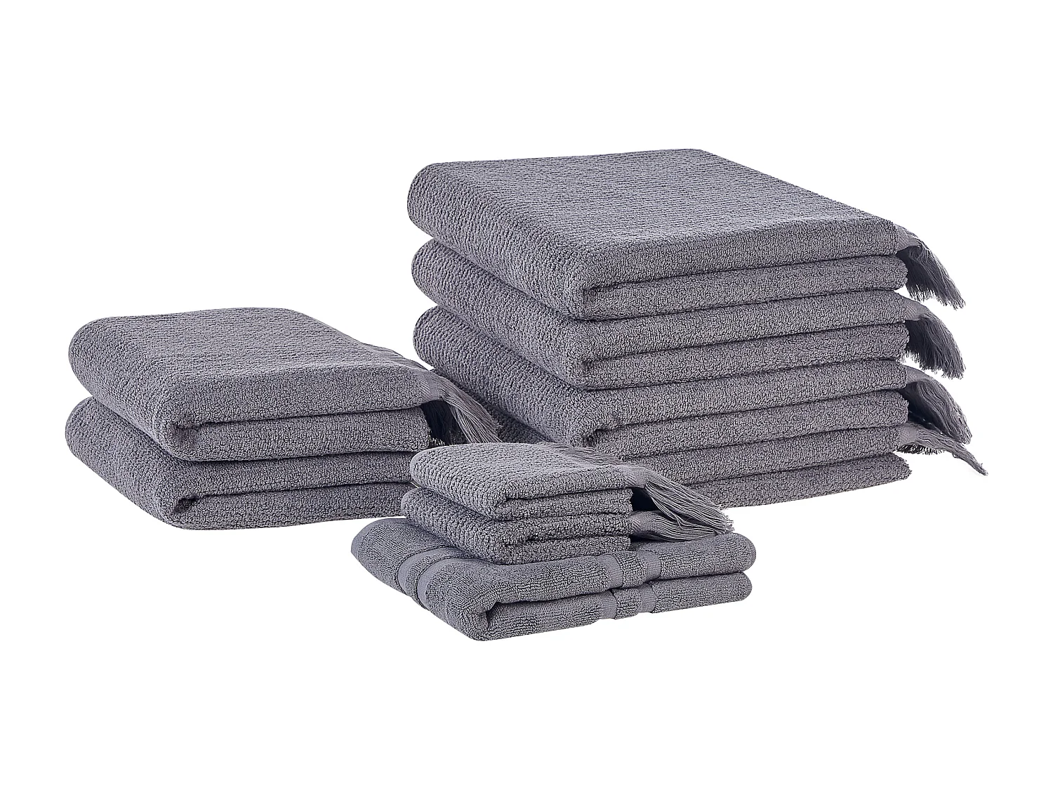 Lot de 9 serviettes ATIU Tissu éponge Gris