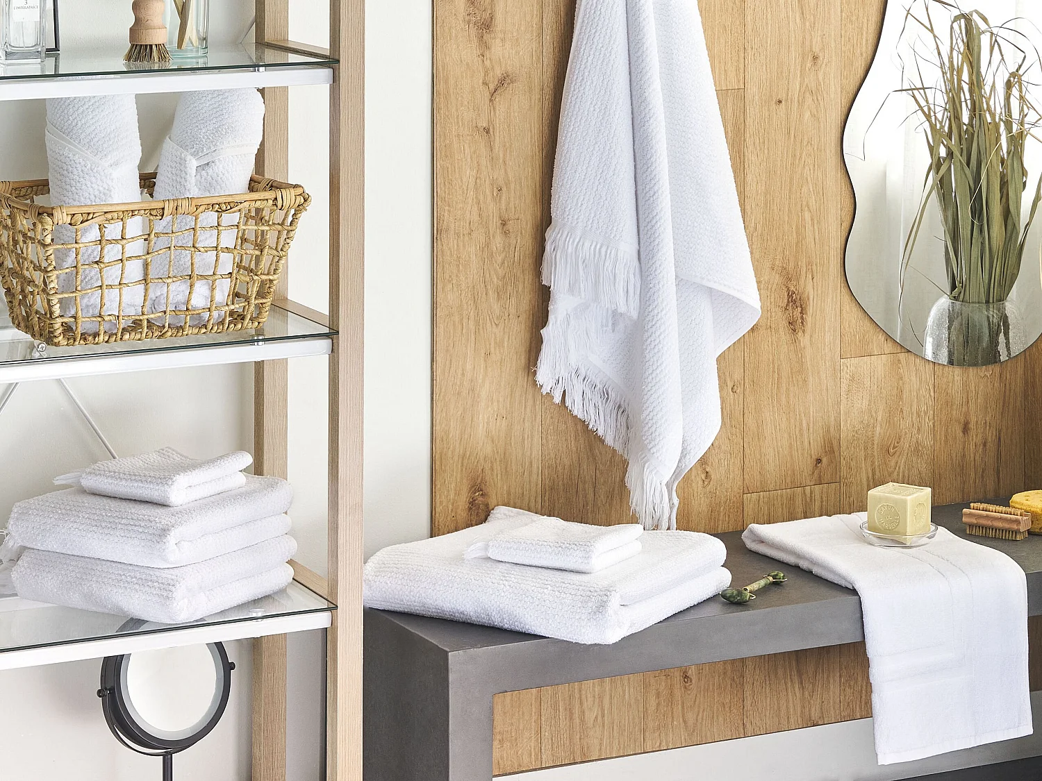 Lot de 9 serviettes ATIU Tissu éponge Blanc