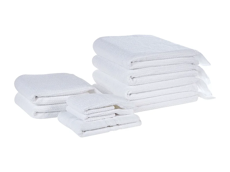 Lot de 9 serviettes ATIU Tissu éponge Blanc