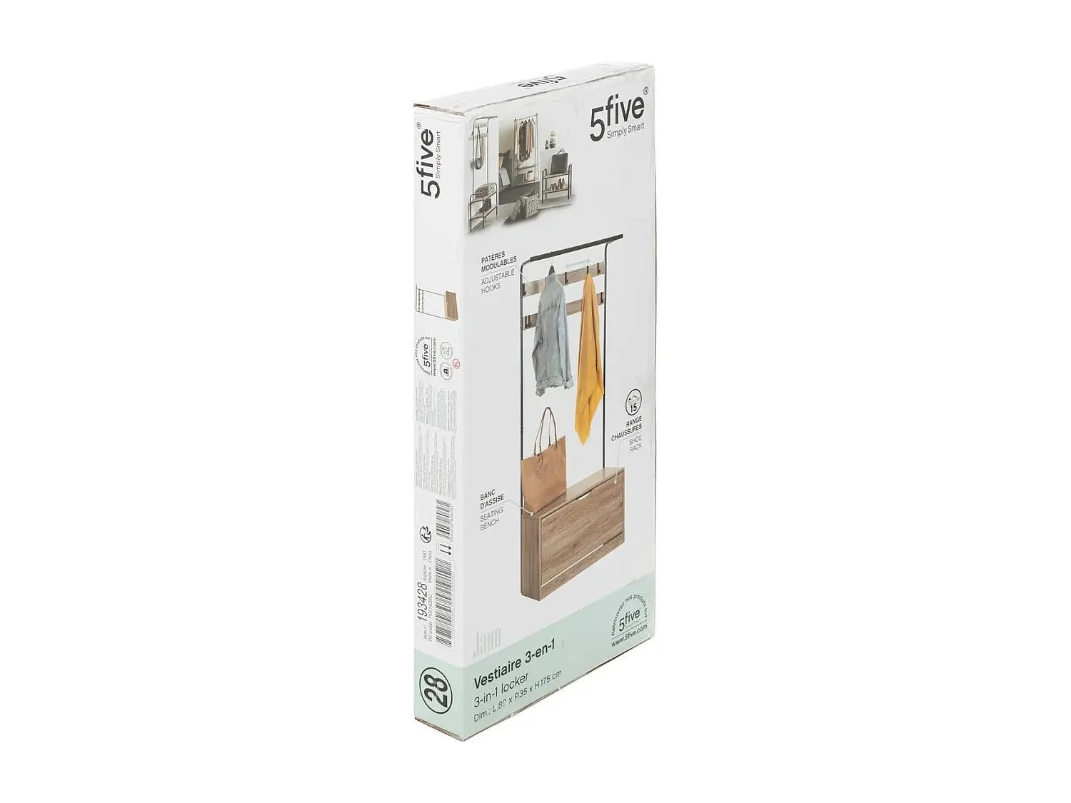 Meuble d'Entrée Vestiaire "Jano" 175cm Naturel
