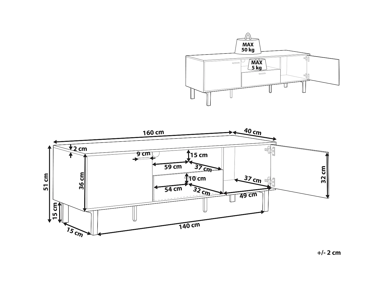 Meuble TV CLAREMONT Marron clair