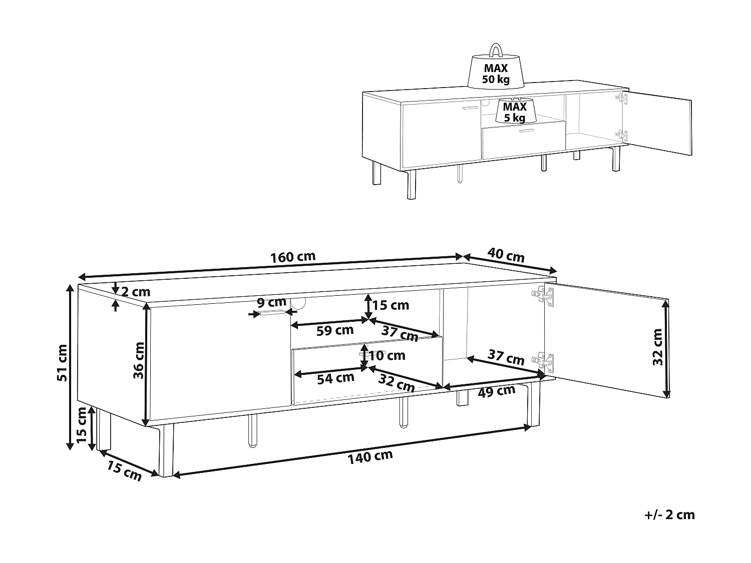 TV-Möbel CLAREMONT Hellbraun