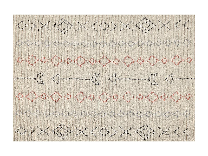 Teppich Baumwolle beige 160 x 230 cm geometrisches Muster handgetuftet Dispur