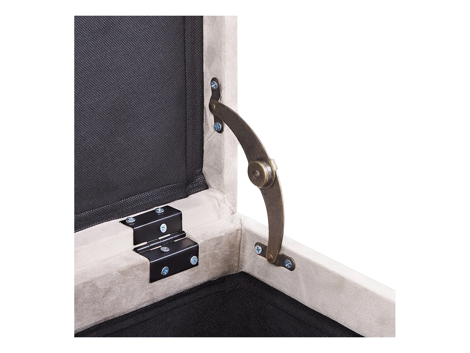 Hocker mit Stauraum und Nieten quadratisch Samt beige Glamour Look Loretto