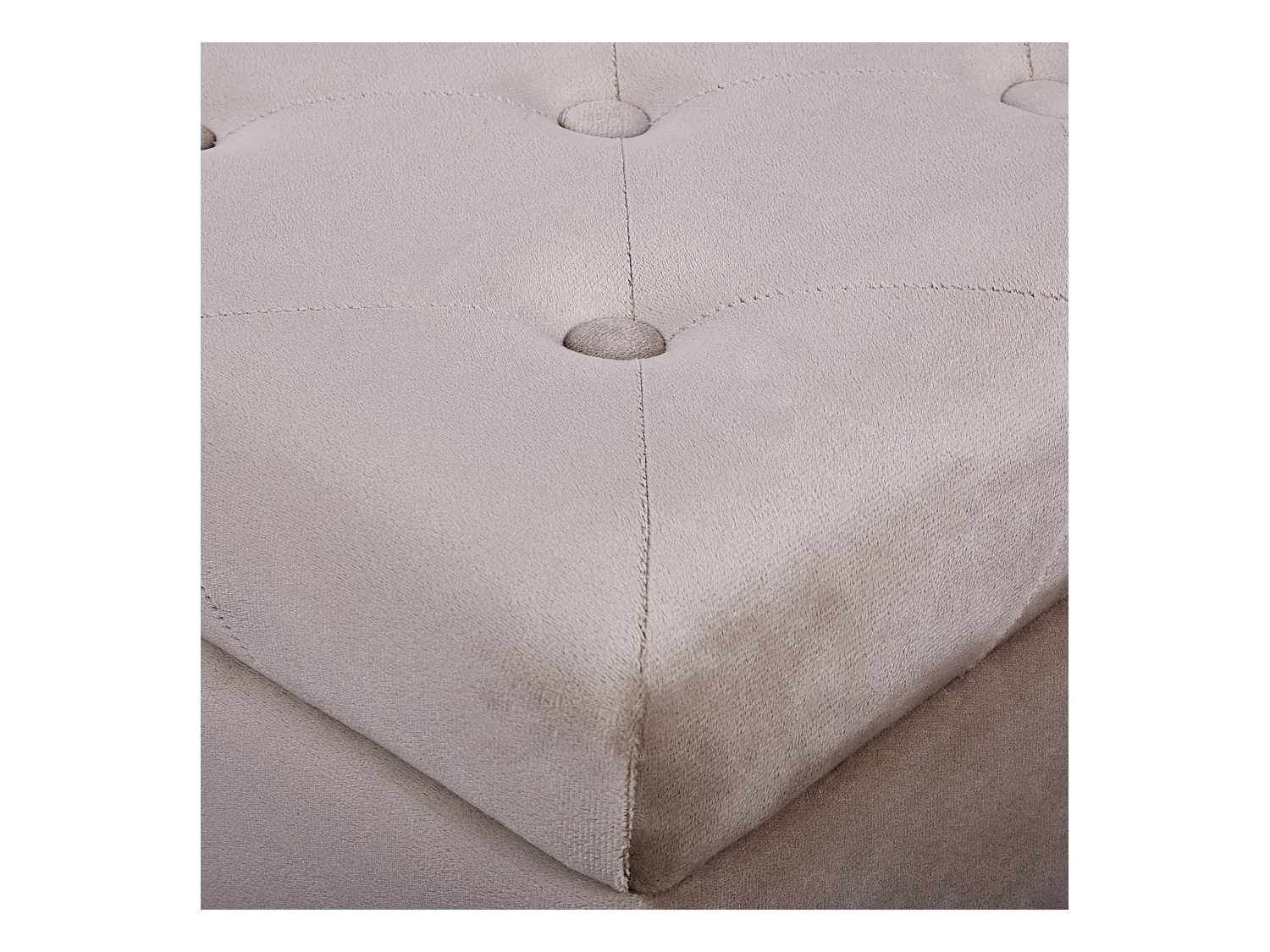 Hocker mit Stauraum und Nieten quadratisch Samt beige Glamour Look Loretto