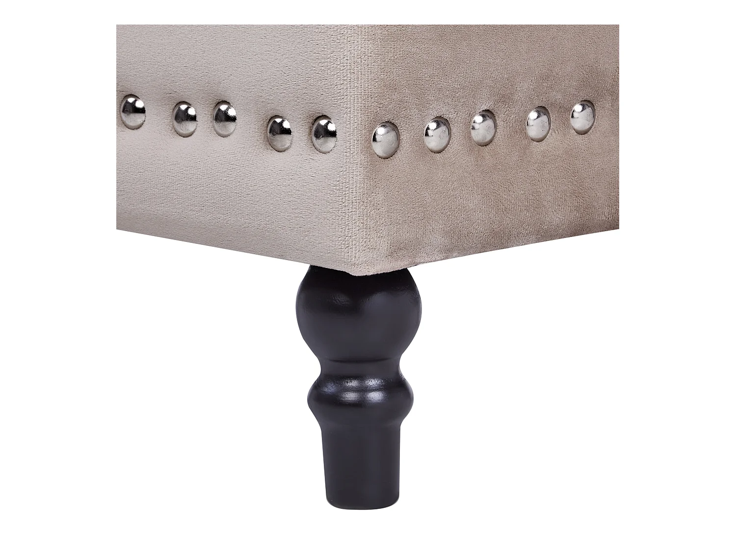 Hocker mit Stauraum und Nieten quadratisch Samt beige Glamour Look Loretto