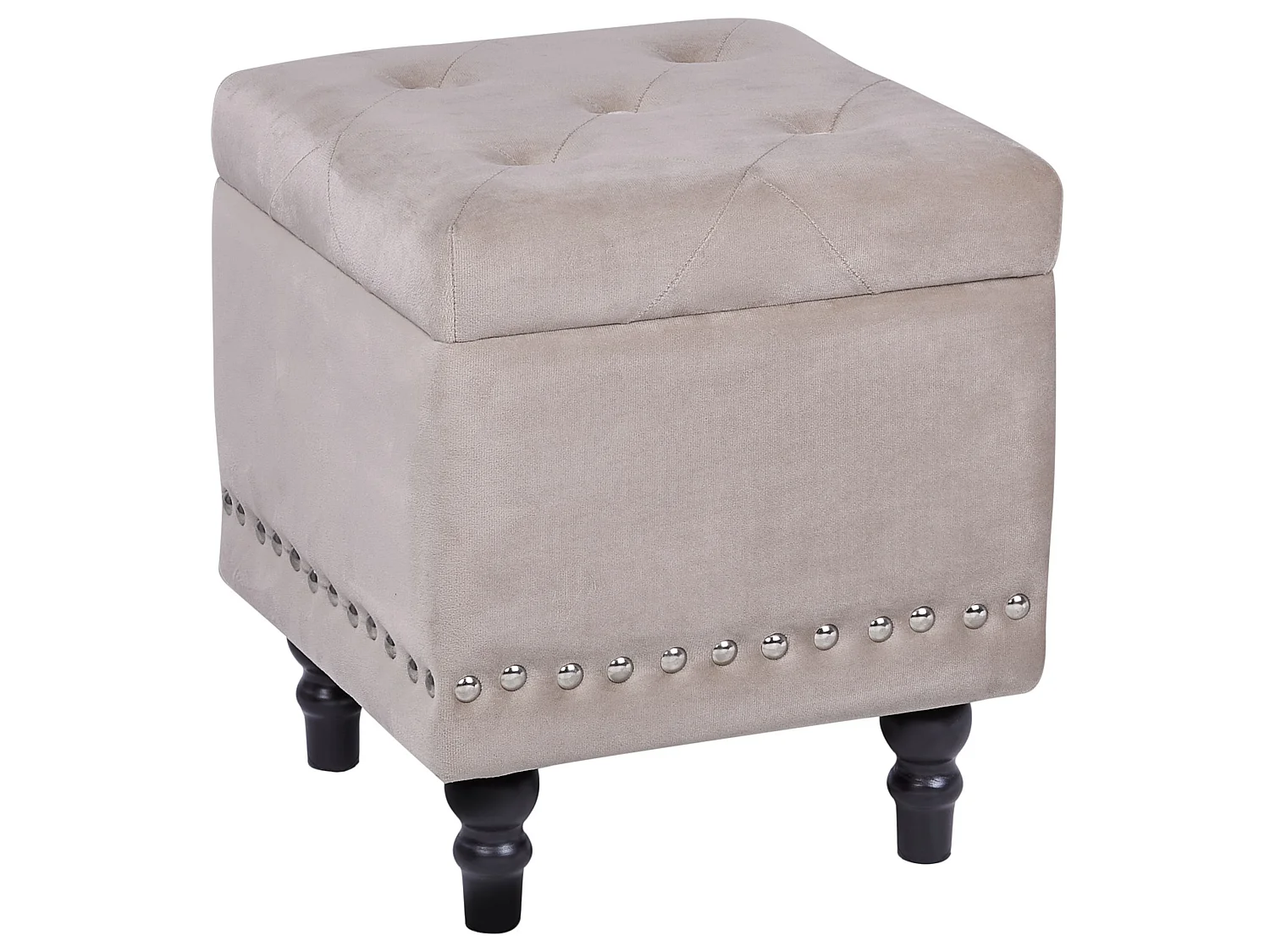 Pouf de rangement LORETTO Velours Beige 37 cm 37 cm 40 cm