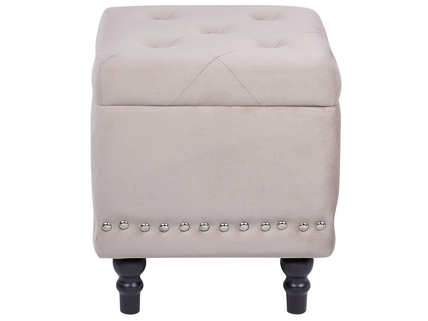 Pouf de rangement LORETTO Velours Beige 37 cm 37 cm 40 cm