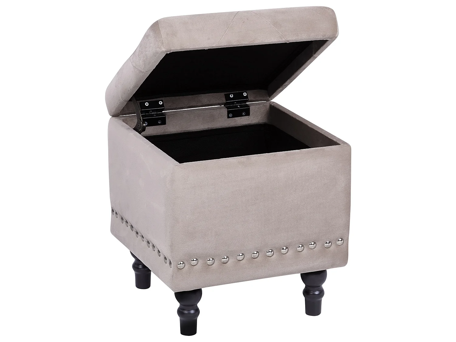 Pouf de rangement LORETTO Velours Beige 37 cm 37 cm 40 cm