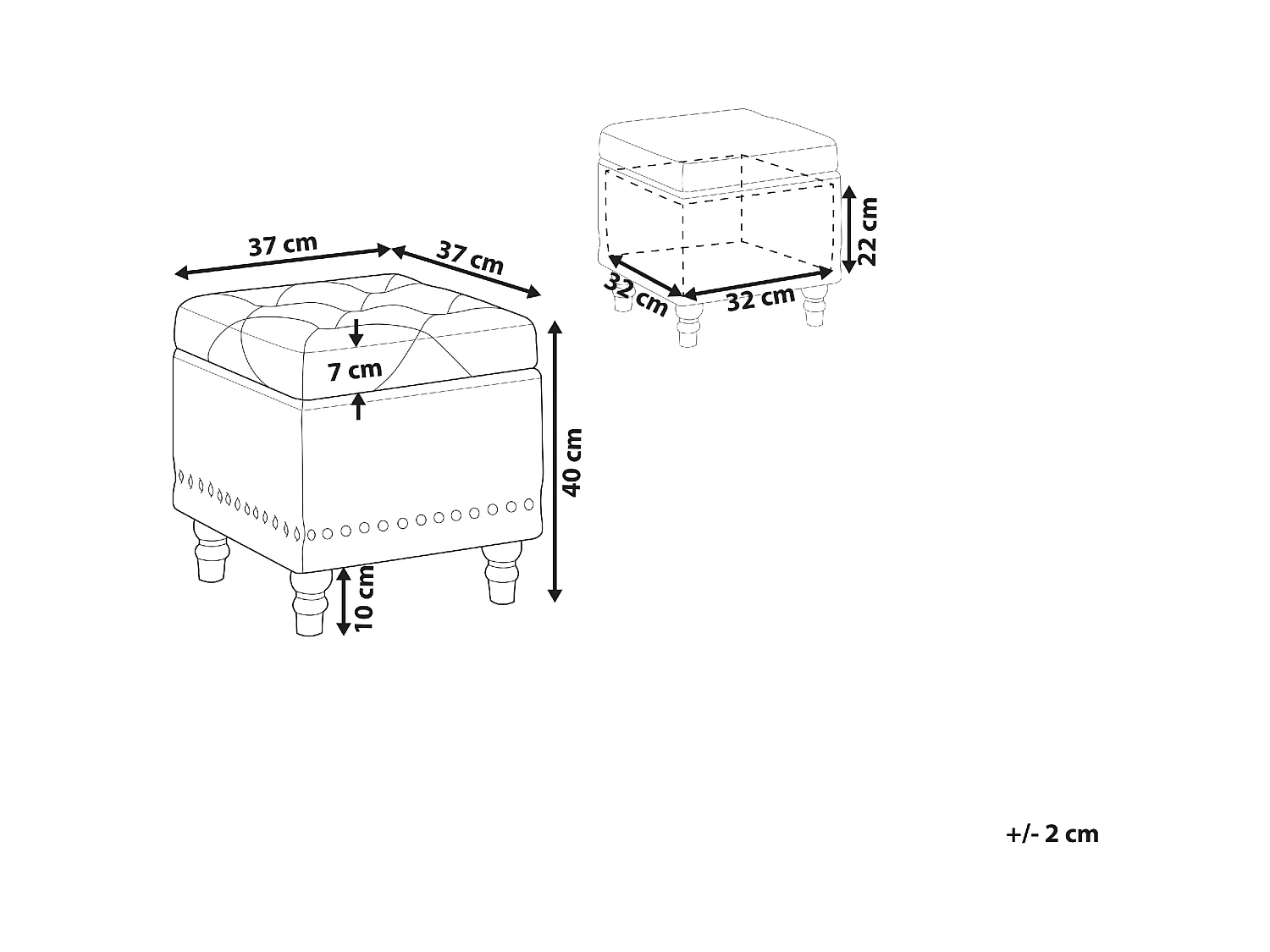 Pouf mit Stauraum LORETTO Samtstoff Schwarz 37 cm 37 cm 40 cm